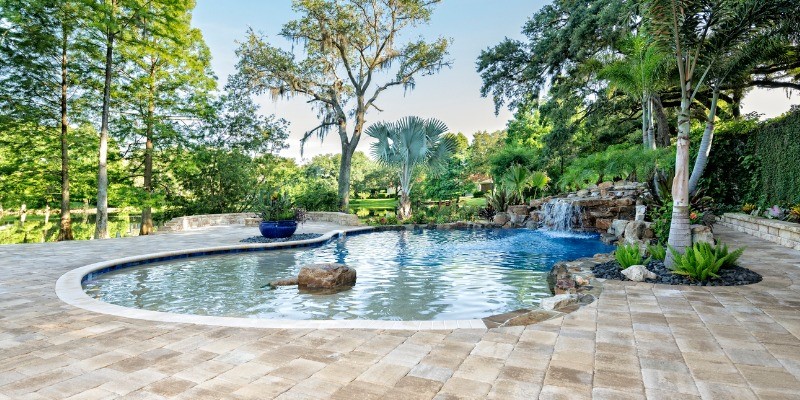 Pool in a backyard