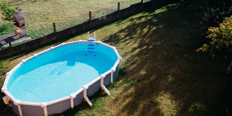 above-ground pool in backyard